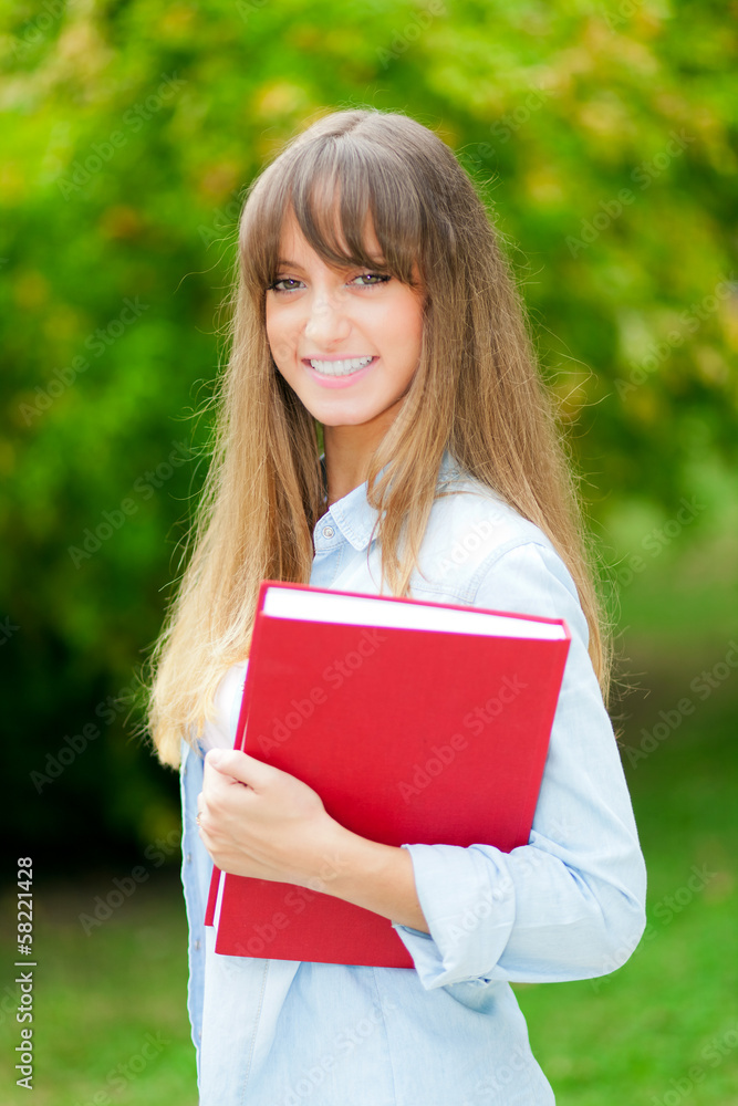 Smiling student at the park Smiling student at the park