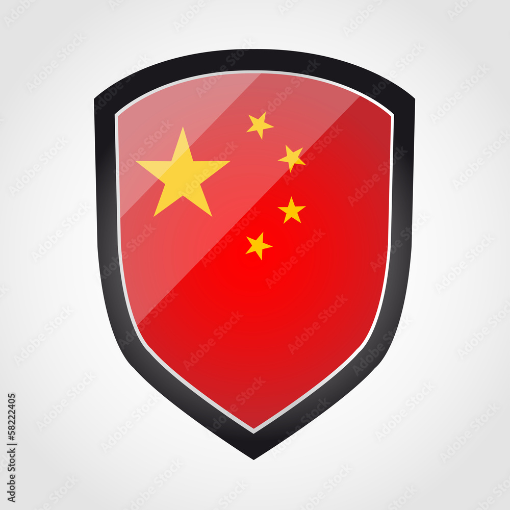 Shield with flag inside - China - vector Shield with flag inside - China - vector