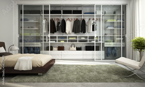 Quadro su tela Modern wardrobe in bedroom