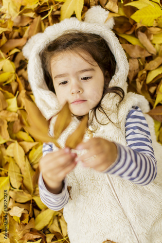 Little girl at the autumn l...