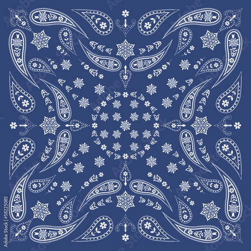 Bandana Scarf with Paisley and Floral Pattern