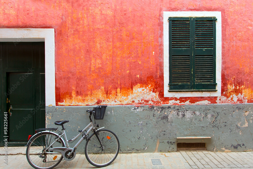 Menorca Ciutadella red grunge facade texture