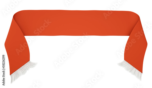 Red football scarf isolated on a white background.