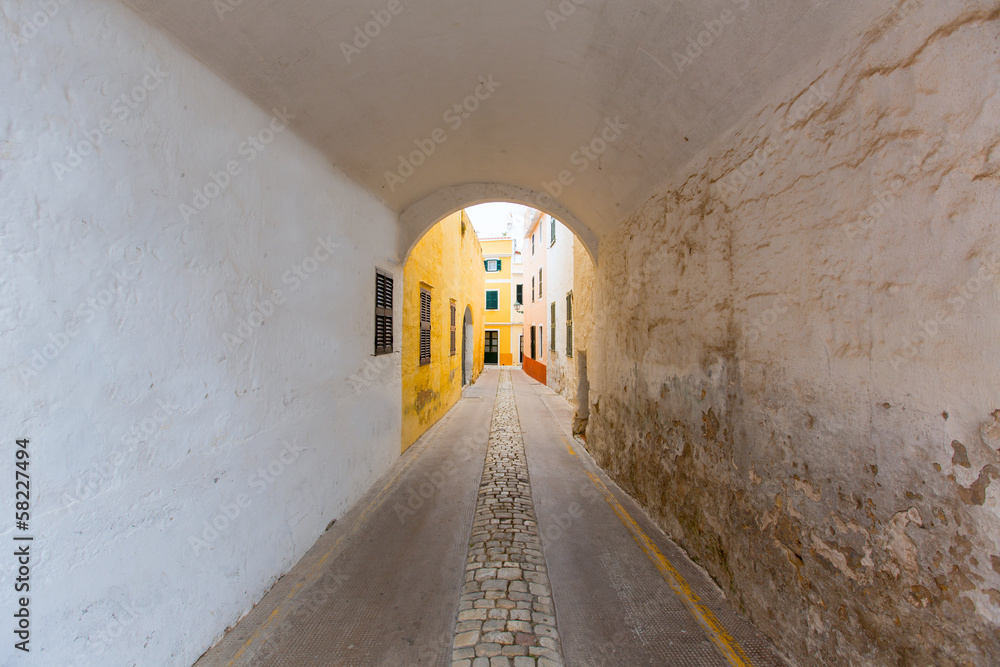 Fototapeta premium Menorca Carrer de Sant Climent barrel vault passage