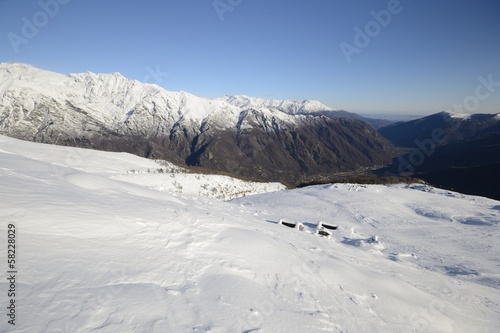 Alpine valley in winter