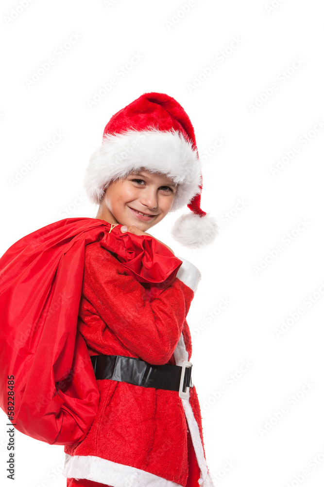 Boy holding a sack Boy holding a sack