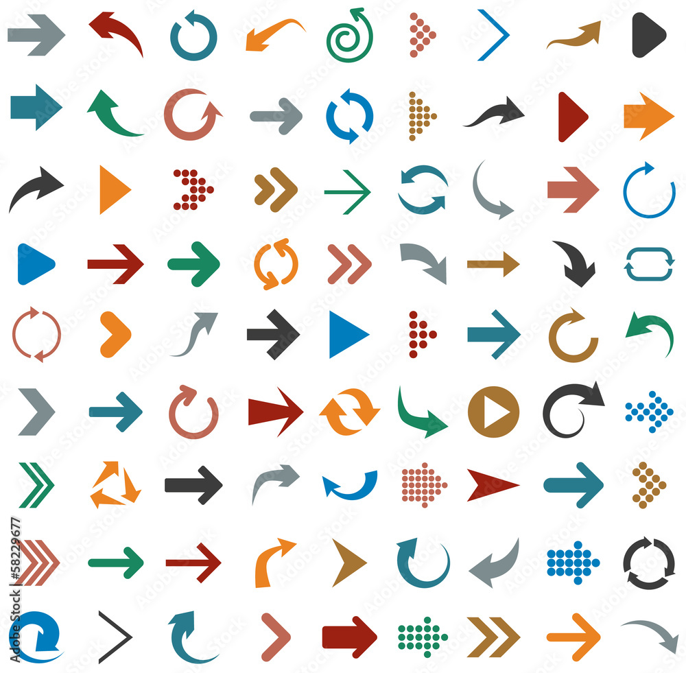 Flat arrow icons. Flat arrow icons.
