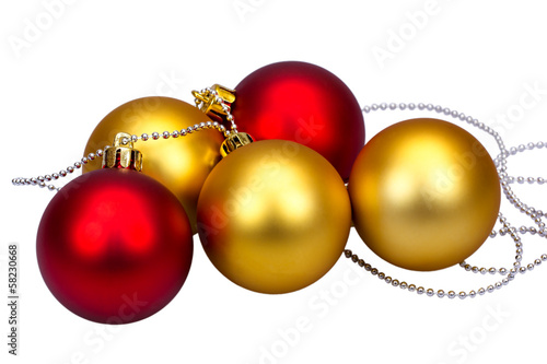 Golden and red Christmas balls