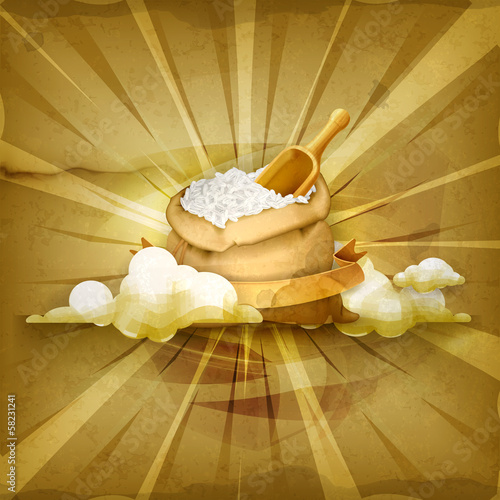 Bag of rice, old style background