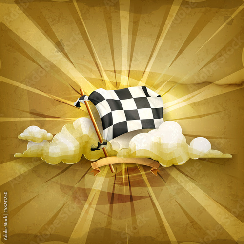 Checkered flag, old style background