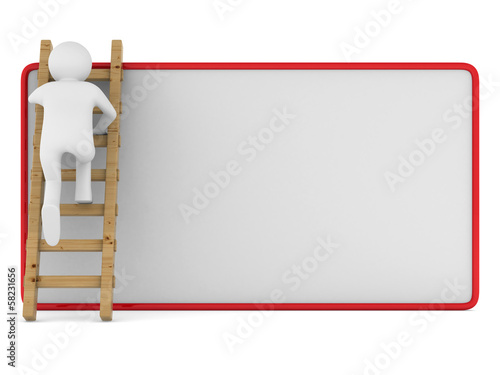 man clambering on poster. I...