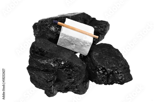 Coal cube firelighters and match