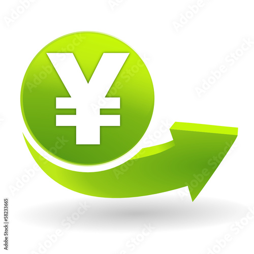 devise yen sur symbole vert