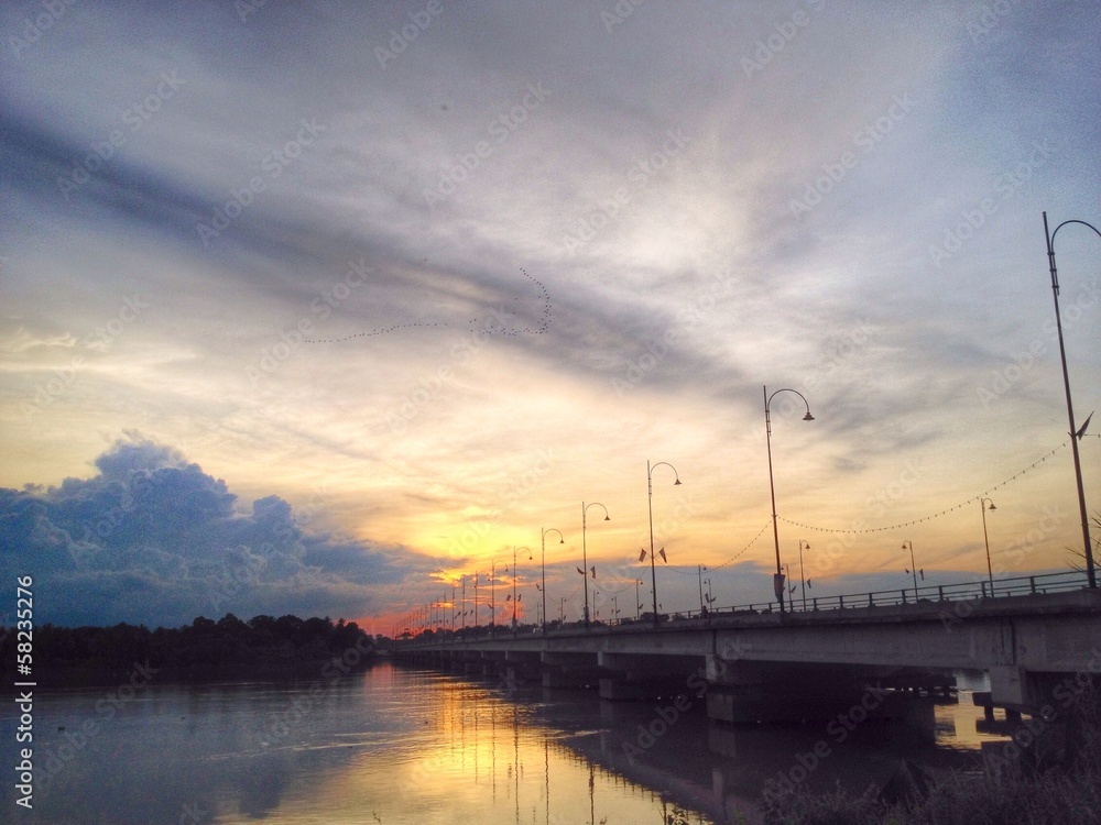 sunset view at a bridge
