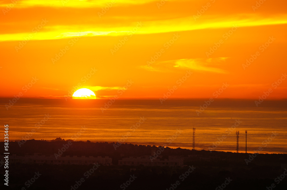 Beautiful sunset over the Atlantic Ocean, Morocco Beautiful sunset over the Atlantic Ocean, Morocco
