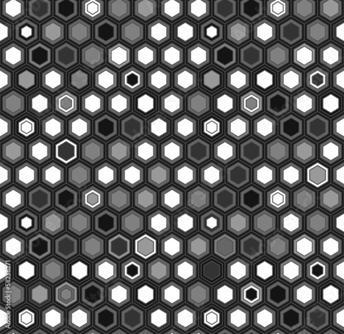 Black and white hexagon hon...