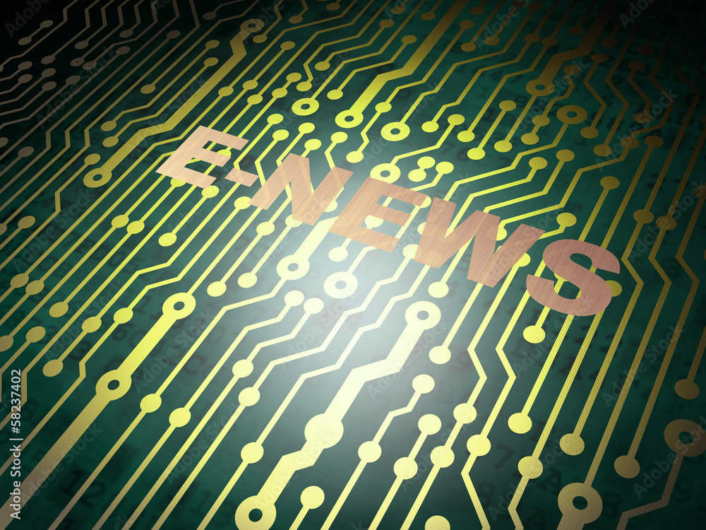 News concept: circuit board with E-news News concept: circuit board with E-news