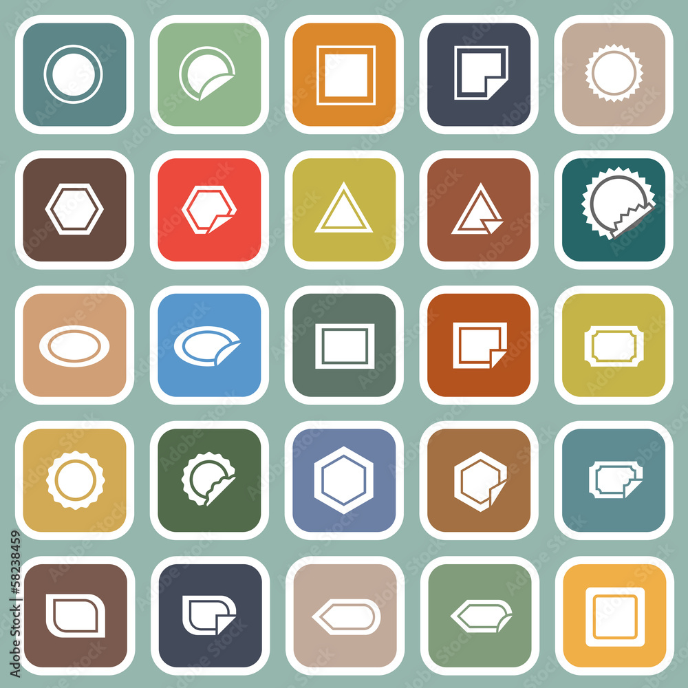 Label flat icons on blue background