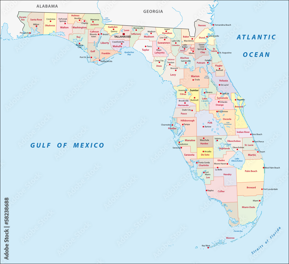Obraz premium florida administrative map