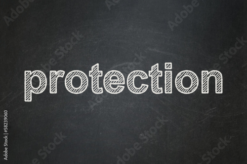 Protection concept: Protection on chalkboard background