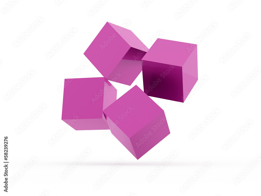 Obraz premium Four pink cubes rendered