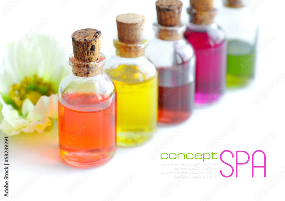 Bottles with basics oils isolated on white Bottles with basics oils isolated on white