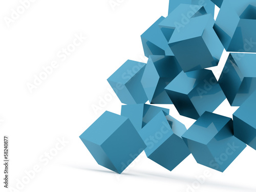 Blue cubes concept rendered on white