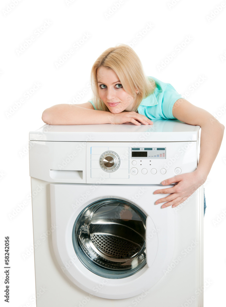 Beautiful girl and a washing machine Beautiful girl and a washing machine