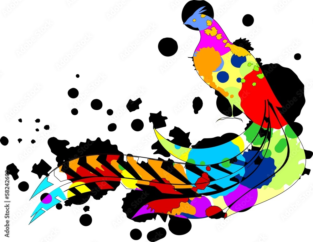 Fototapeta premium Multicolored pheasant and blurs