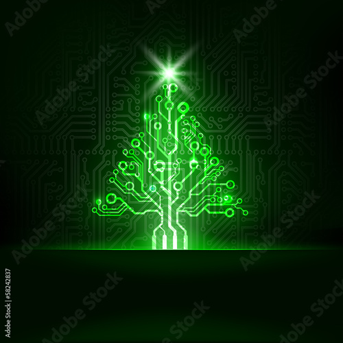 Vector abstract technology christmas tree