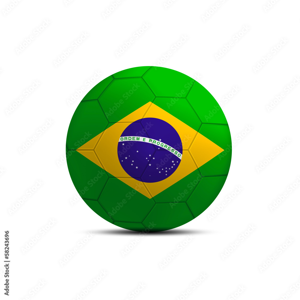 Fototapeta premium Brazil flag ball isolated on white background