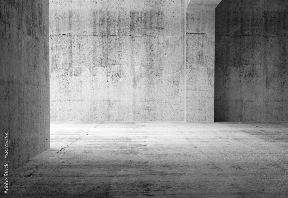 Empty dark abstract concrete room interior. 3d illustration - obrazy, fototapety, plakaty 