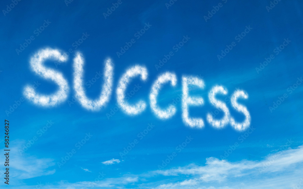 Success written in white in sky Success written in white in sky
