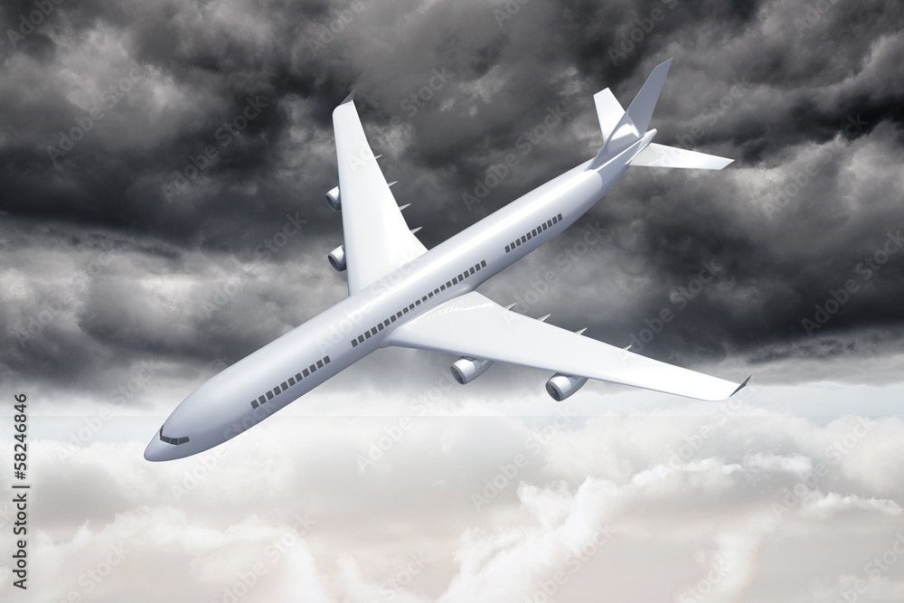 Fototapeta premium 3D plane falling in the sky