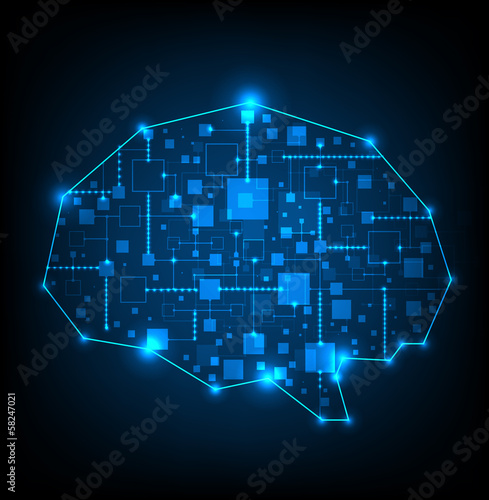 Hi tech brain. Made in style of social networks
