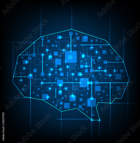Hi tech brain. Made in style of social networks