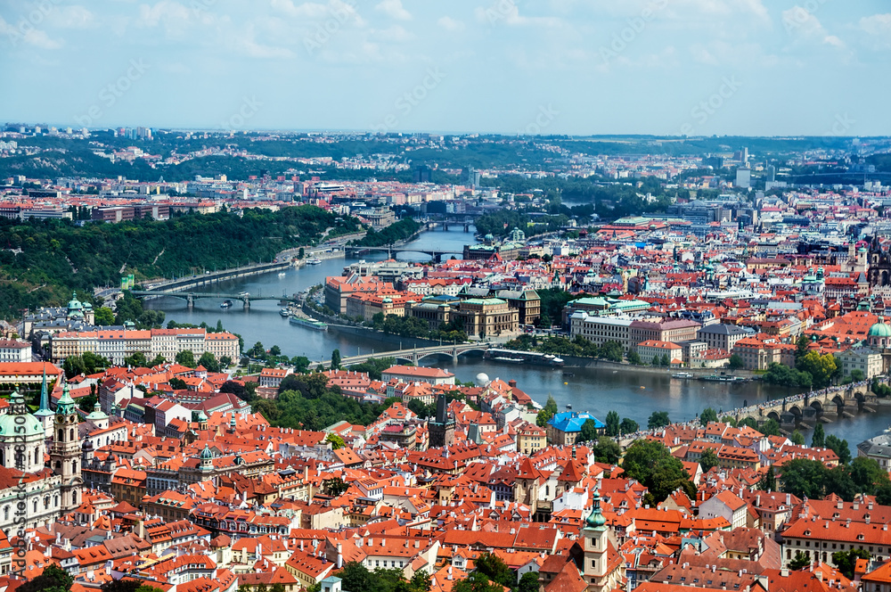 Landscape of Prague, aerial view