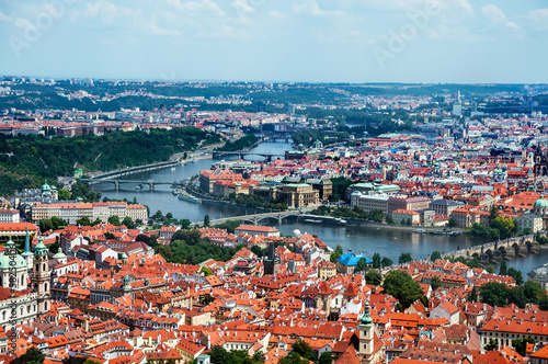 Landscape of Prague, aerial view