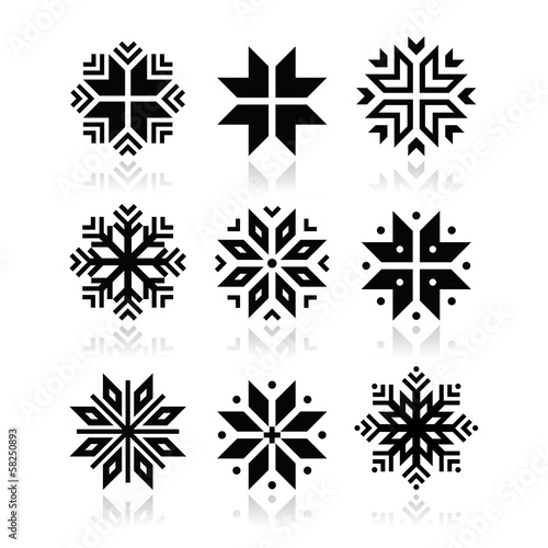 Christmas, winter snowflakes vector icons set