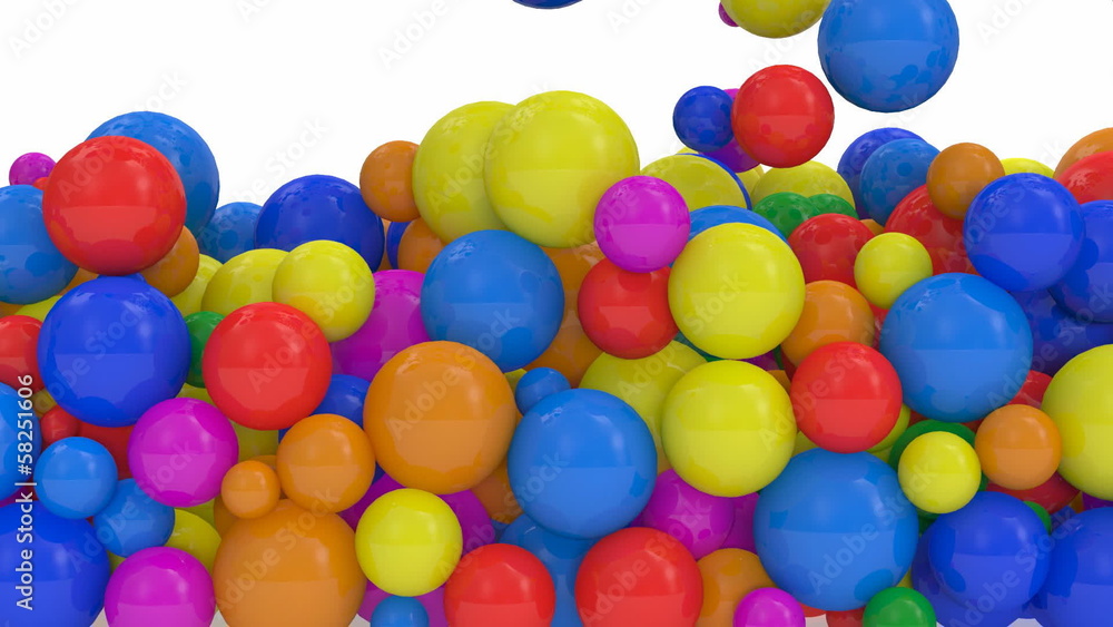 Animation of Colorful Balls Falling with Alpha Channel. Full HD 