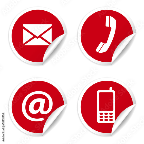 Contact Us Icons On Red Stickers