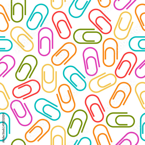 Seamless pattern of multicolored paper clips