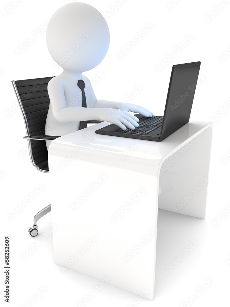 männchen arbeitet am Computer Stock Illustration