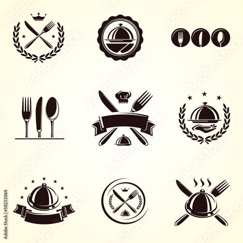 Restaurant labels set. Vector
