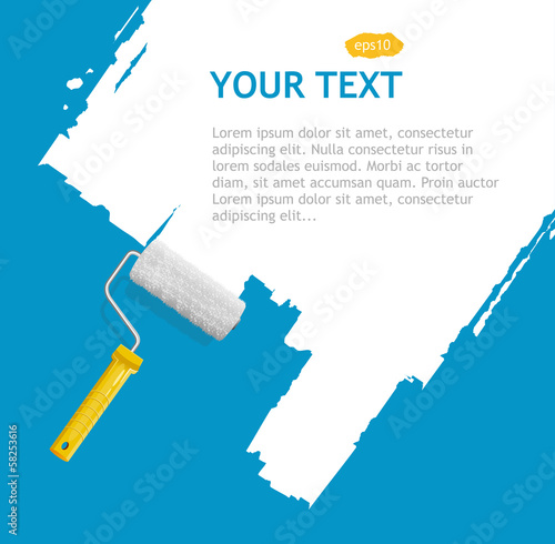 Vector roller brush, white background