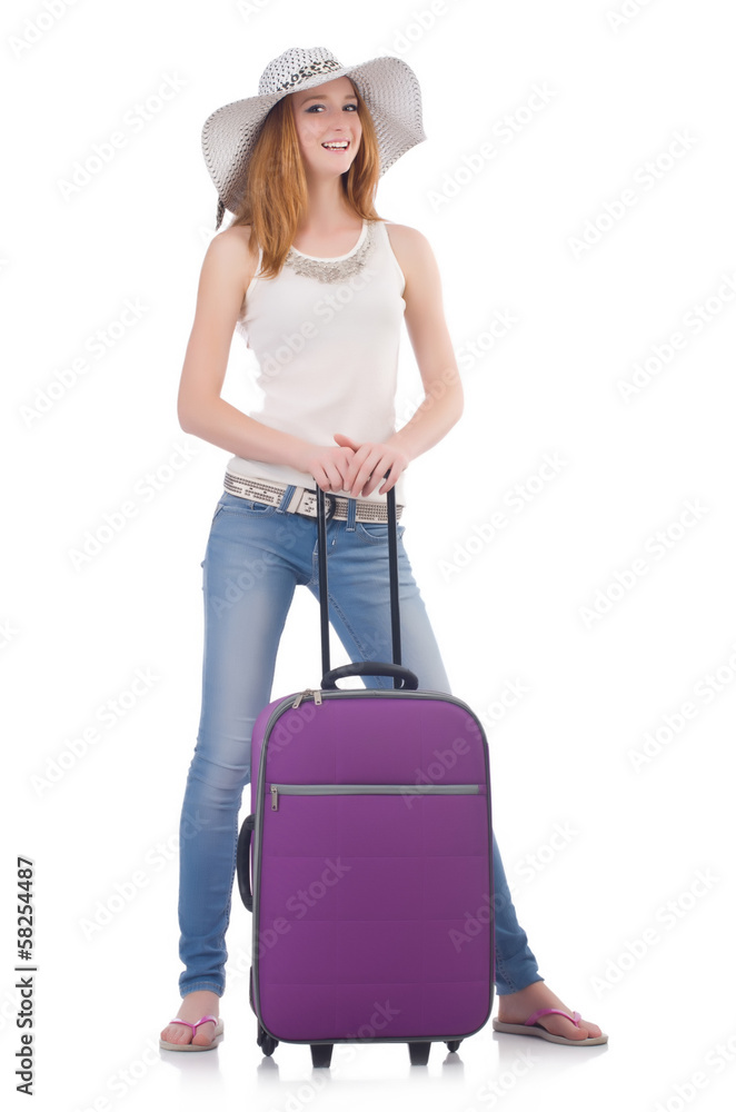 Woman going to summer vacation isolated on white Woman going to summer vacation isolated on white