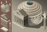 Isometric Pantheon Temple in Roman Architecture