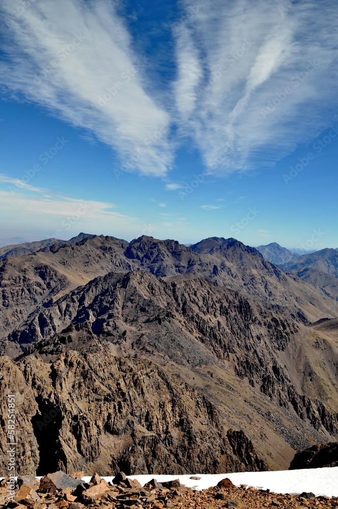 Naklejka premium View from Mount Toubkal (4,167 metres), Atlas, Morocco