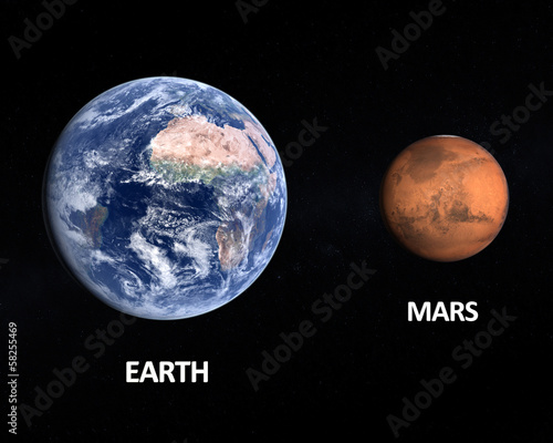 Planets Earth and Mars