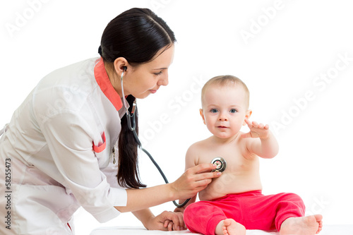 doctor examining baby girl